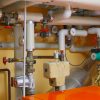 Air-to-water heat pump water flow diagram showing supply and return water circulation.